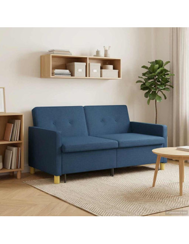 Divano Letto Estraibile Blu Tessuto