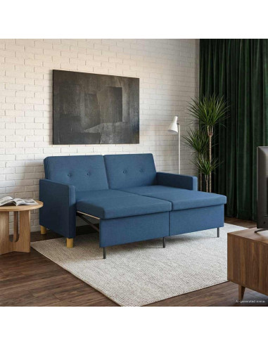 Divano Letto Estraibile Blu Tessuto