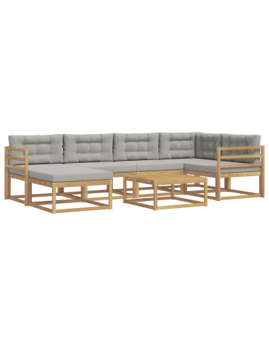 Set di divani da esterno 7 pcs Bianco e Grigio Chiaro