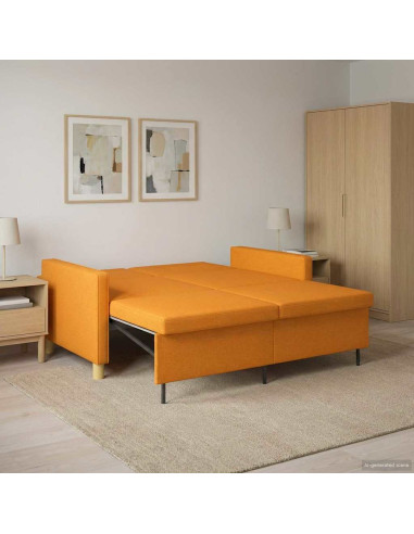 Divano Letto Estraibile Giallo Scuro Tessuto