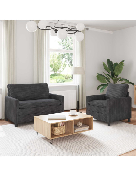 Set di divani 2 pcs Grigio Scuro Poliestere