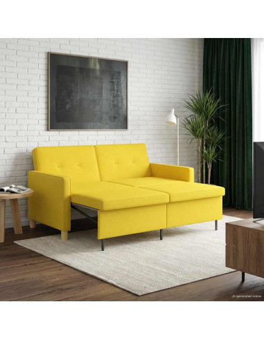Divano Letto Estraibile Giallo Chiaro Tessuto