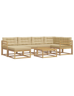 Set di divani da esterno 7 pcs Bianco e Beige 2