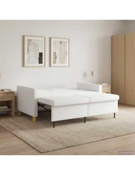 Divano Letto Estraibile Bianco Tessuto