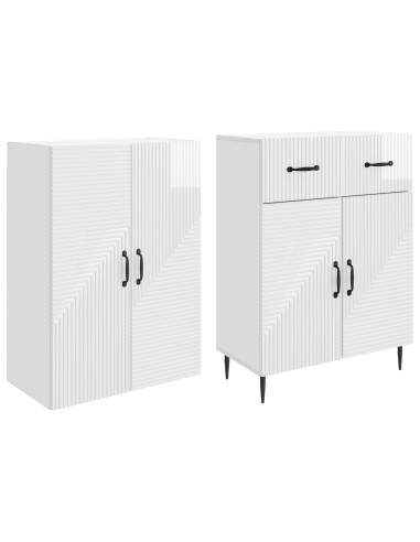 Set di armadi 2 pcs Bianco Lucido 66 x 34,5 x 89,5 cm
