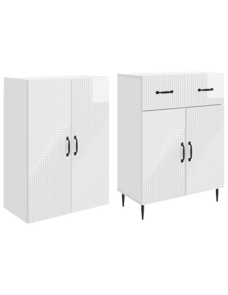 Set di armadi 2 pcs Bianco Lucido 66 x 34,5 x 89,5 cm