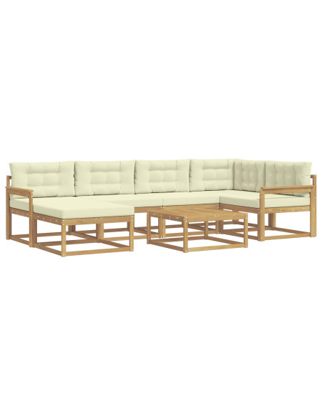 Set di divani da esterno 7 pcs Bianco e Crema
