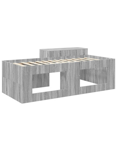 Letto alto per bambini con scrivania Sonoma grigio 90 x 200 cm