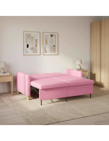 Divano Letto Estraibile Rosa Tessuto