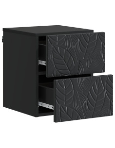 Mobiletto da notte a muro Nero 34,5 x 33 x 40 cm 2