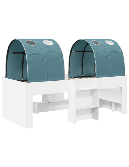 Letto con Tunnel 4 pcs Bianco e azzurro Legno ingegnerizzato
