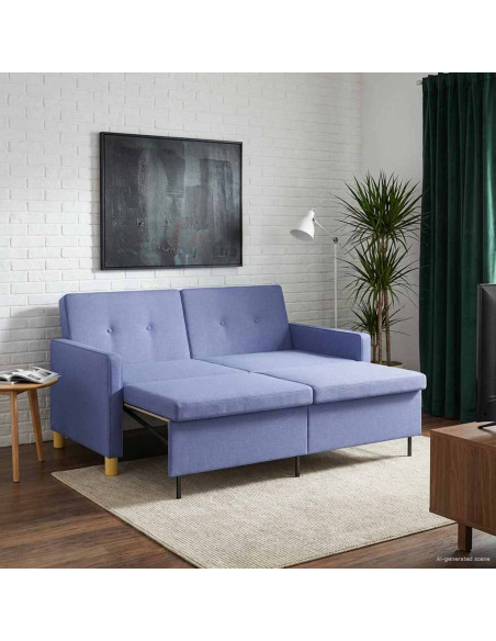 Divano Letto Estraibile Blu jeans Tessuto