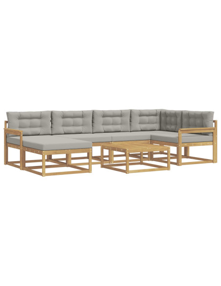 Set di divani da esterno 7 pcs Bianco e Grigio Chiaro