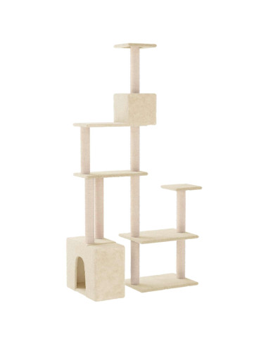 Albero per gatti con pali per graffiare in sisal Crema 177,5 cm