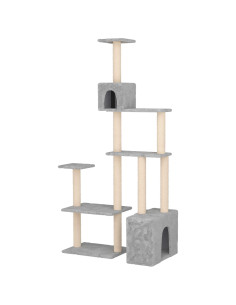 Albero per gatti con pali per graffiare in sisal Grigio Chiaro 2