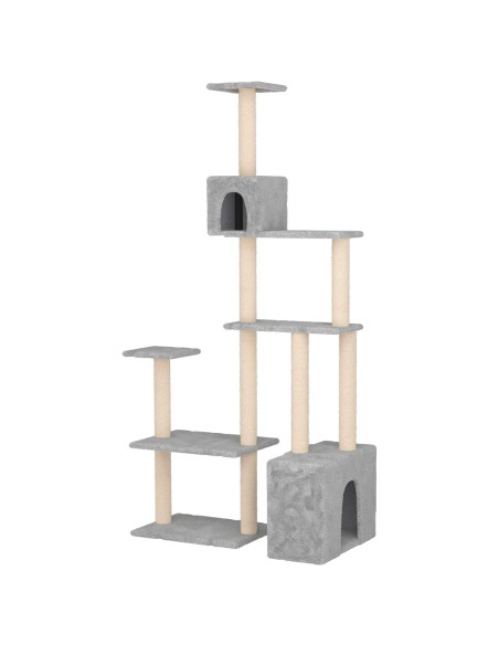 Albero per gatti con pali per graffiare in sisal Grigio Chiaro