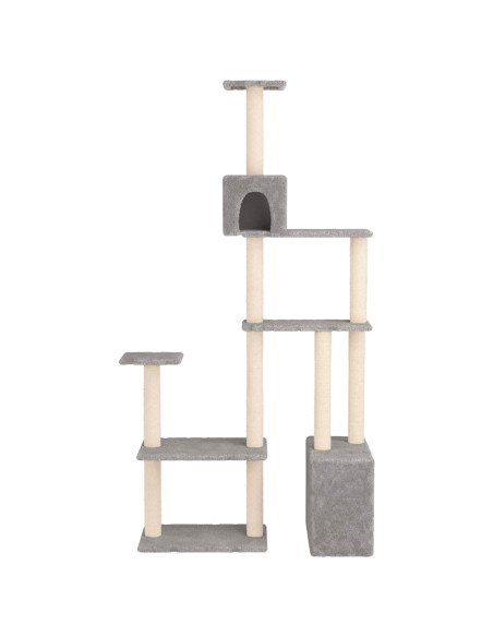 Albero per gatti con pali per graffiare in sisal Grigio Chiaro