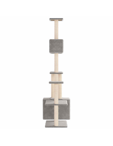 Albero per gatti con pali per graffiare in sisal Grigio Chiaro