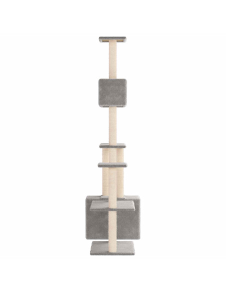 Albero per gatti con pali per graffiare in sisal Grigio Chiaro