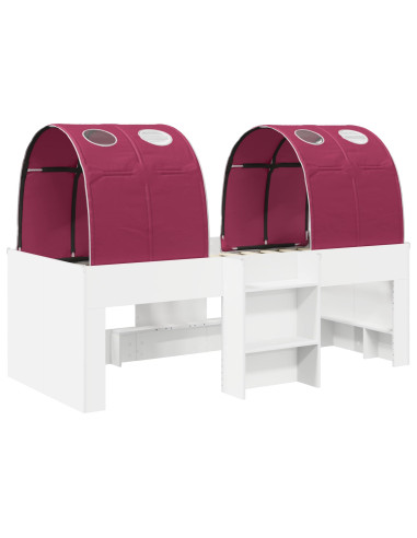 Letto con Tunnel 4 pcs Bianco e Rosso Legno ingegnerizzato