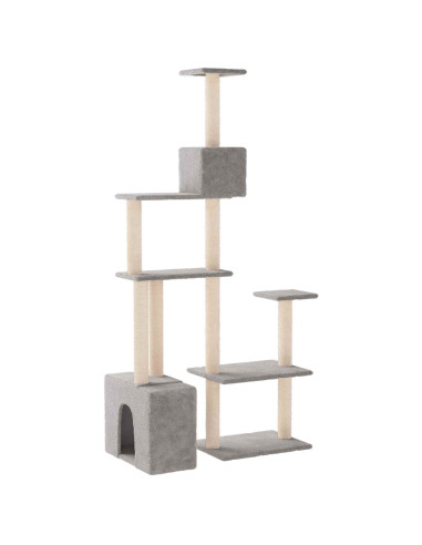 Albero per gatti con pali per graffiare in sisal Grigio Chiaro