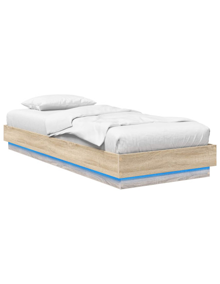 Letto con LED Rovere Sonoma 80 x 200 cm Legno ingegnerizzato