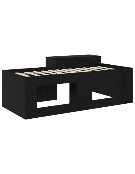 Letto alto per bambini con scrivania Nero 98.5 x 200 cm