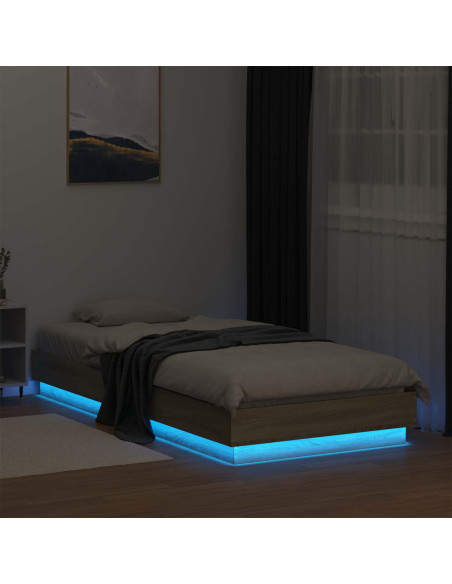 Letto con LED Rovere Sonoma 80 x 200 cm Legno ingegnerizzato