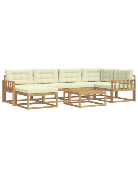 Set di divani da esterno 7 pcs Bianco e Crema