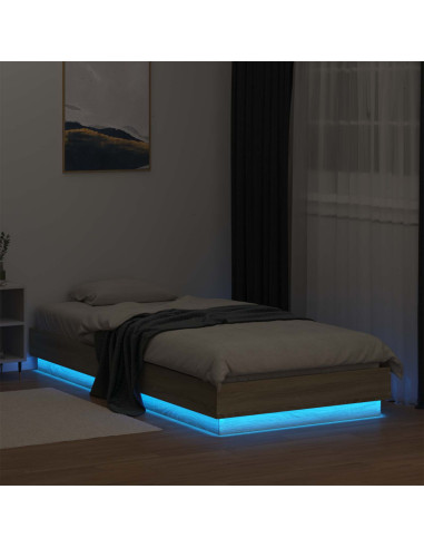 Letto con LED Rovere Sonoma 80 x 200 cm Legno ingegnerizzato