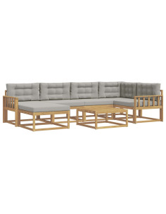 Set di divani da esterno 7 pcs Bianco e Grigio Chiaro 2