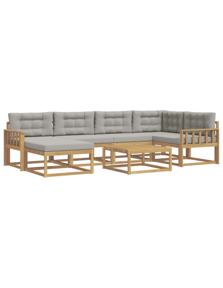 Set di divani da esterno 7 pcs Bianco e Grigio Chiaro