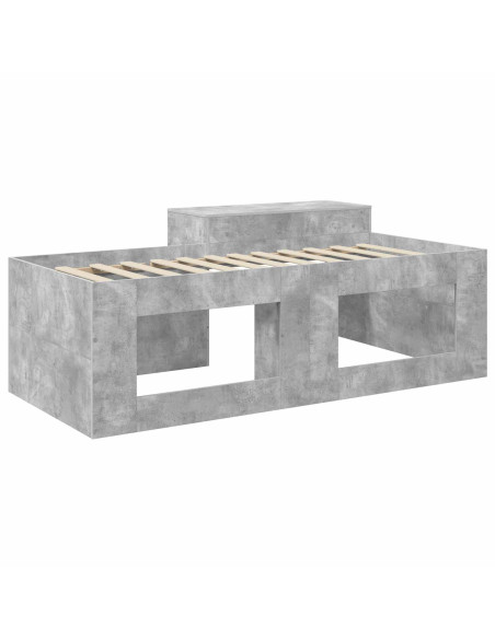 Letto alto per bambini con scrivania Grigio Cemento