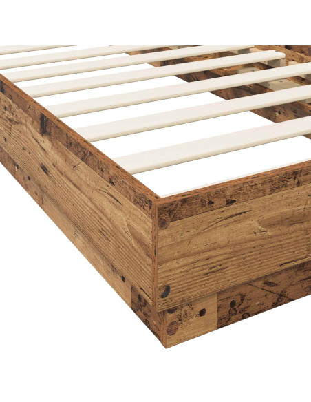 Letto con LED Legno antico 80 x 200 cm Legno ingegnerizzato