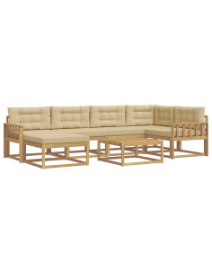 Set di divani da esterno 7 pcs Bianco e Beige 2
