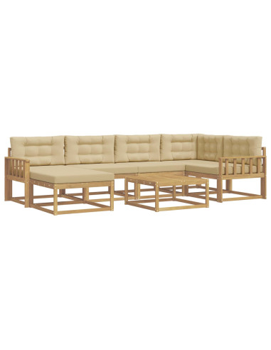 Set di divani da esterno 7 pcs Bianco e Beige