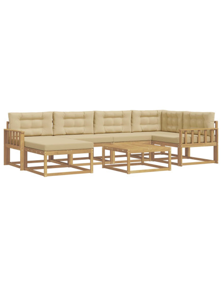 Set di divani da esterno 7 pcs Bianco e Beige