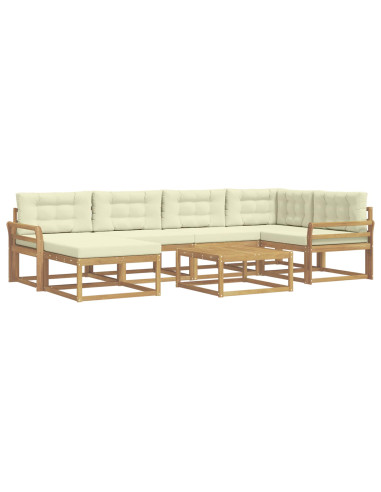 Set di divani da esterno 7 pcs Bianco e Crema