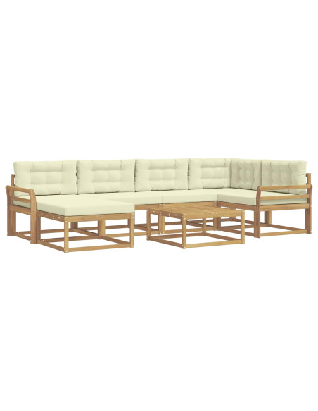 Set di divani da esterno 7 pcs Bianco e Crema