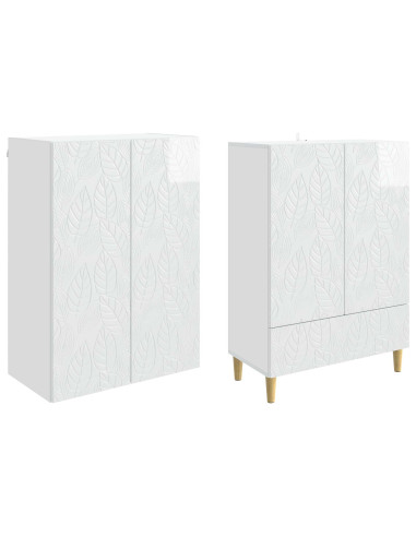 Set di armadi 2 pcs Bianco Lucido Legno ingegnerizzato