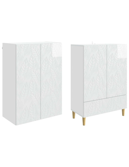 Set di armadi 2 pcs Bianco Lucido Legno ingegnerizzato