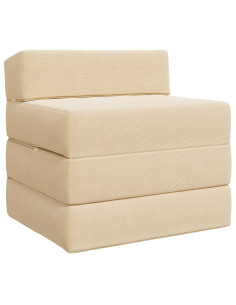 Divano Letto Pieghevole Crema 200 x 70 x 15 cm Tessuto in Cords