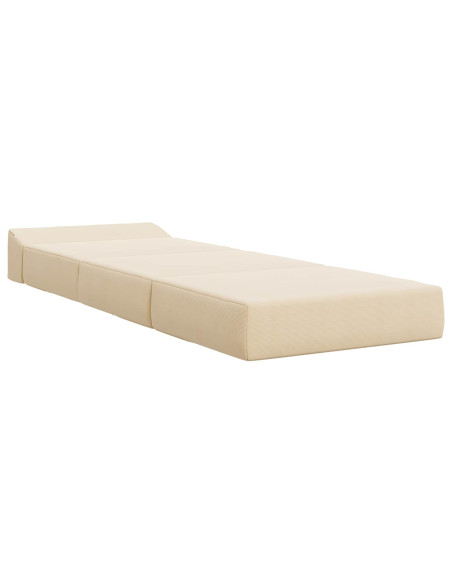 Divano Letto Pieghevole Crema 200 x 70 x 15 cm Tessuto in Cords