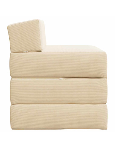 Divano Letto Pieghevole Crema 200 x 70 x 15 cm Tessuto in Cords