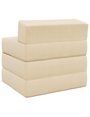 Divano Letto Pieghevole Crema 200 x 70 x 15 cm Tessuto in Cords