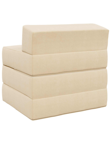 Divano Letto Pieghevole Crema 200 x 70 x 15 cm Tessuto in Cords