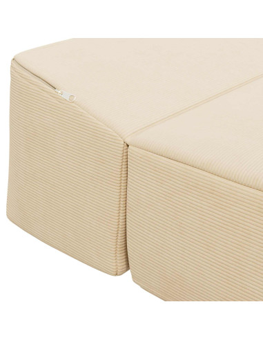 Divano Letto Pieghevole Crema 200 x 70 x 15 cm Tessuto in Cords