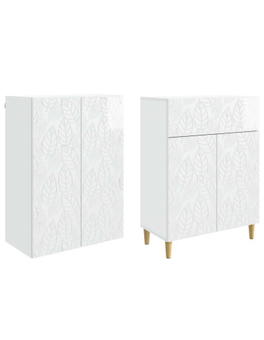 Set di armadi 2 pcs Bianco Lucido Legno ingegnerizzato