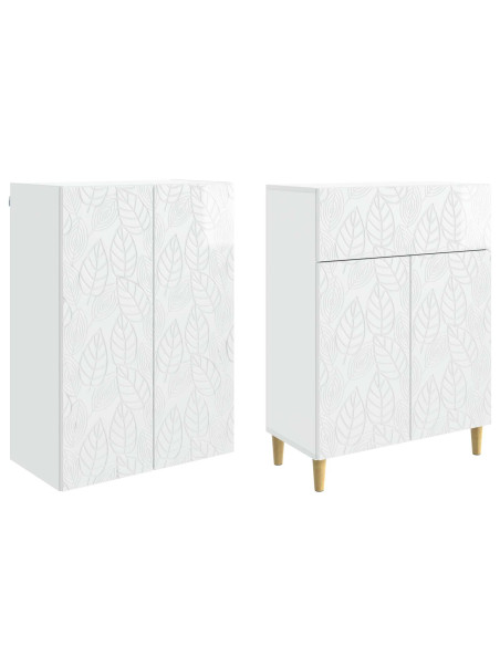 Set di armadi 2 pcs Bianco Lucido Legno ingegnerizzato