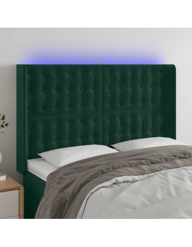 Testiera a LED Verde Scuro 147x16x118/128 cm in Velluto
